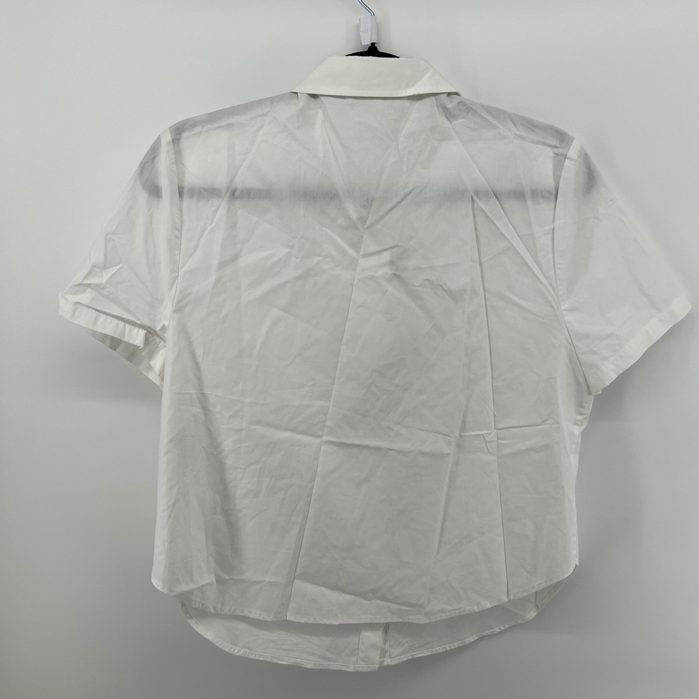 FRAME NWT Blanc White Short Sleeve Cotton Button Down Shirt Women's L - Picture 3 of 8